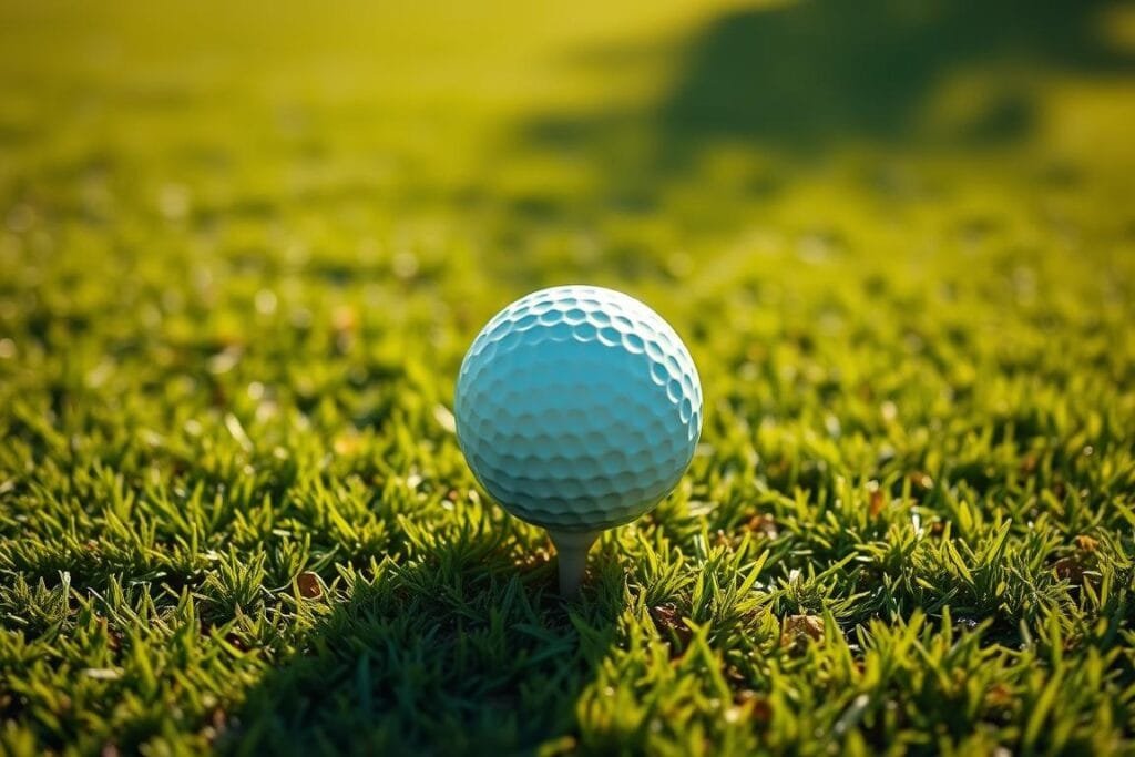 A high-angle view of a golf ball positioned on a pristine green fairway, the lighting casting soft, natural shadows. The ball is the focal point, its dimpled surface reflecting the sun's warm glow. The surrounding landscape is blurred, emphasizing the ball's importance, with lush, manicured grass leading the eye towards the perfect tee-off position. The camera angle suggests the viewer is standing behind the ball, ready to swing, capturing the precise moment before the shot is taken. The atmosphere is one of focused anticipation, setting the stage for the critical first step in mastering the golf swing. A high-angle view of a golf ball positioned on a pristine green fairway, the lighting casting soft, natural shadows. The ball is the focal point, its dimpled surface reflecting the sun's warm glow. The surrounding landscape is blurred, emphasizing the ball's importance, with lush, manicured grass leading the eye towards the perfect tee-off position. The camera angle suggests the viewer is standing behind the ball, ready to swing, capturing the precise moment before the shot is taken. The atmosphere is one of focused anticipation, setting the stage for the critical first step in mastering the golf swing.