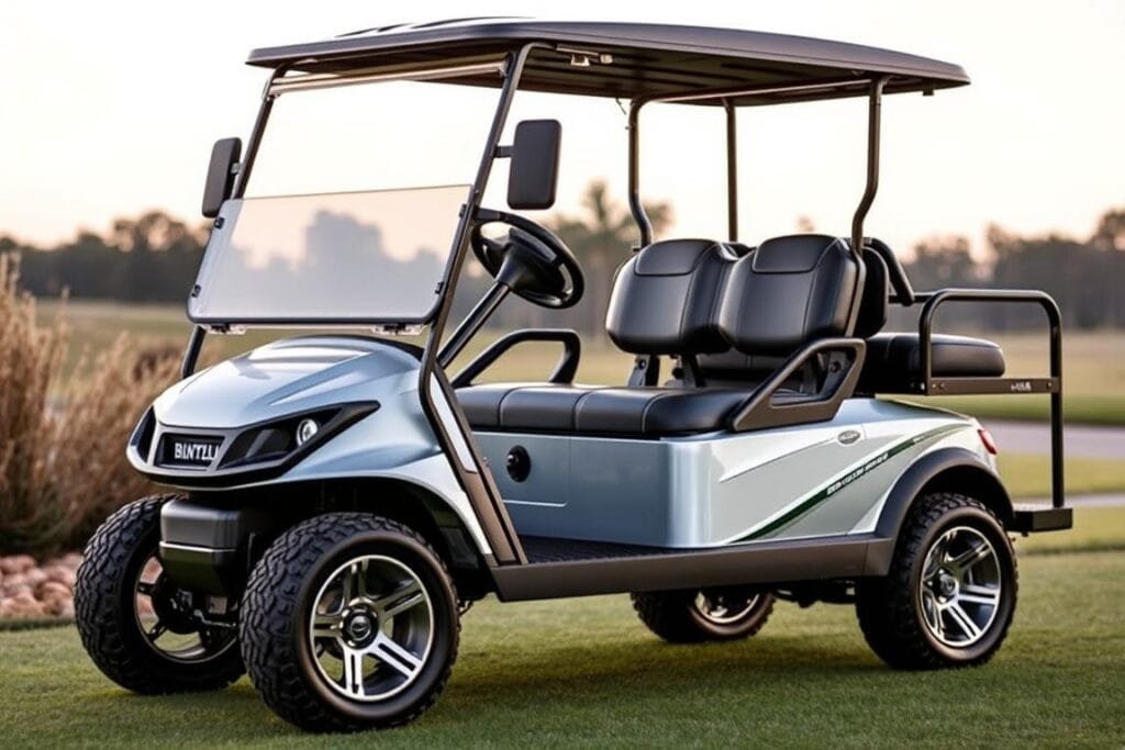 Generate an image of the Bintelli Beyond 4PR golf cart Generate an image of the Bintelli Beyond 4PR golf cart