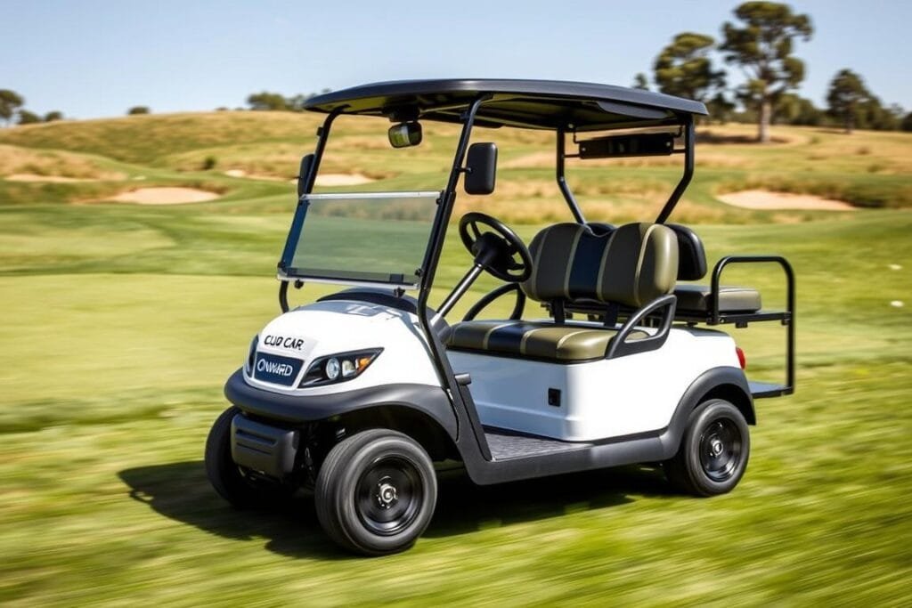 Image of a Club Car Onward High-Performance Electric golf cart in action Image of a Club Car Onward High-Performance Electric golf cart in action