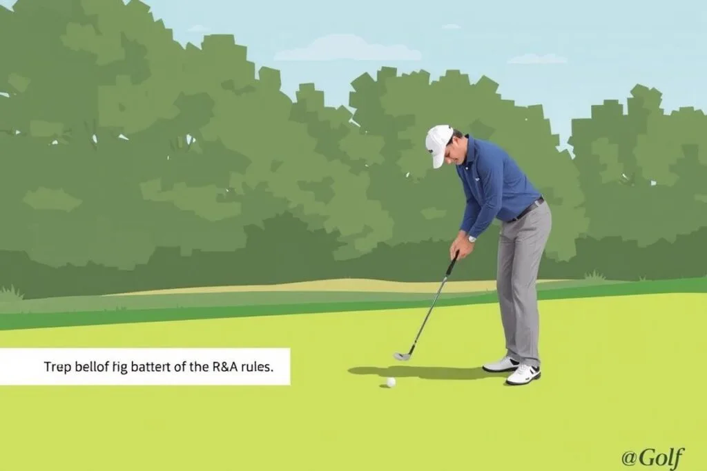 Image of a golfer dropping a ball according to the new R&A rules. Image of a golfer dropping a ball according to the new R&A rules.